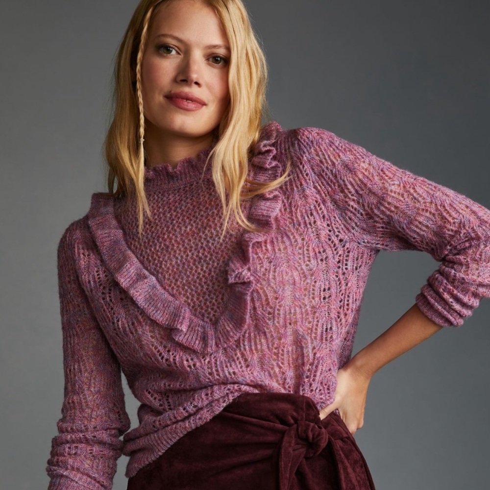 Anthropologie Bishop + Young Ruffled Collared Sweater